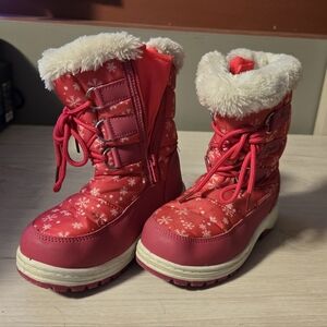 Girl Kids Snow Boots - Pink Snowflakes